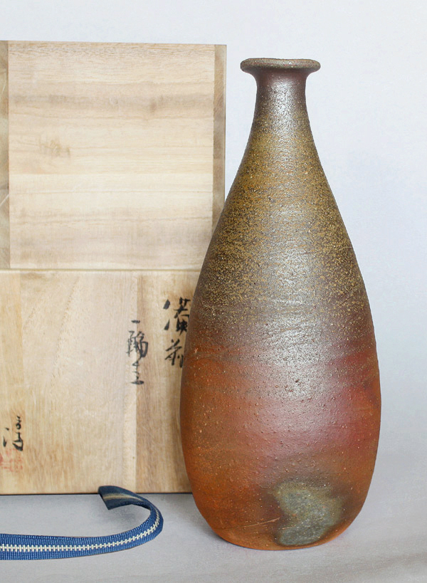 Hanaire Bizen Vase Living National Treasure Japan A