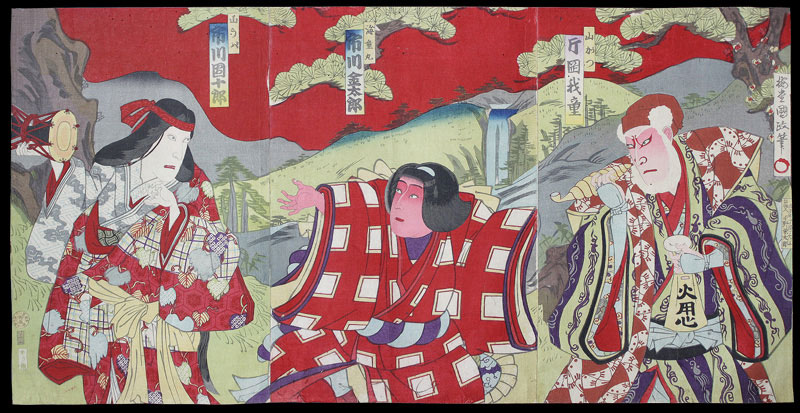 Farbholzschnitt Japan Ukiyo-e Kabuki Kunisada A