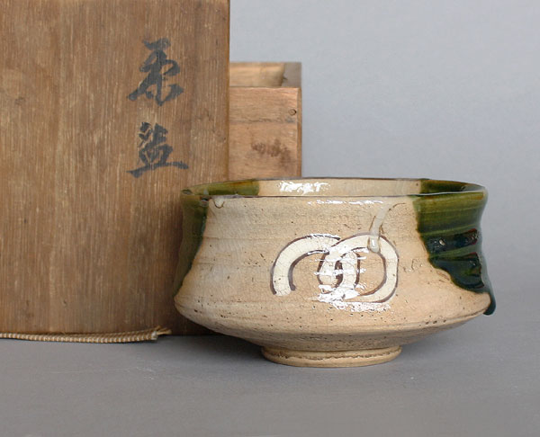 Gruenes Oribe Teeschale Tea Bowl Japan A