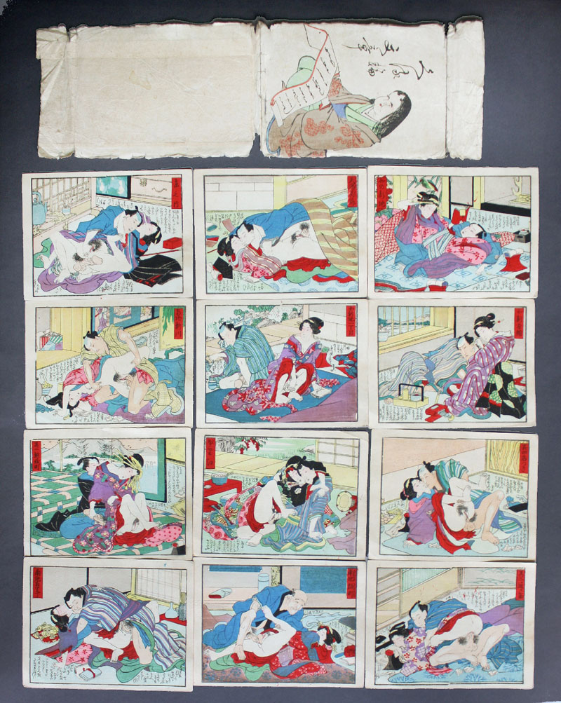 Erotische Farbholzschnitte Japan Meiji A