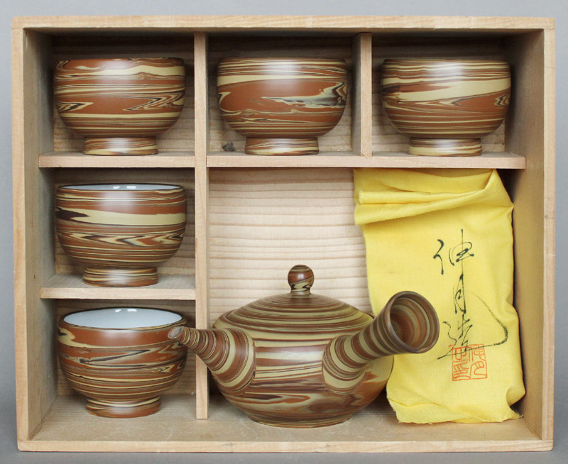Sencha Teeset Keramik Nerikomi Japan A