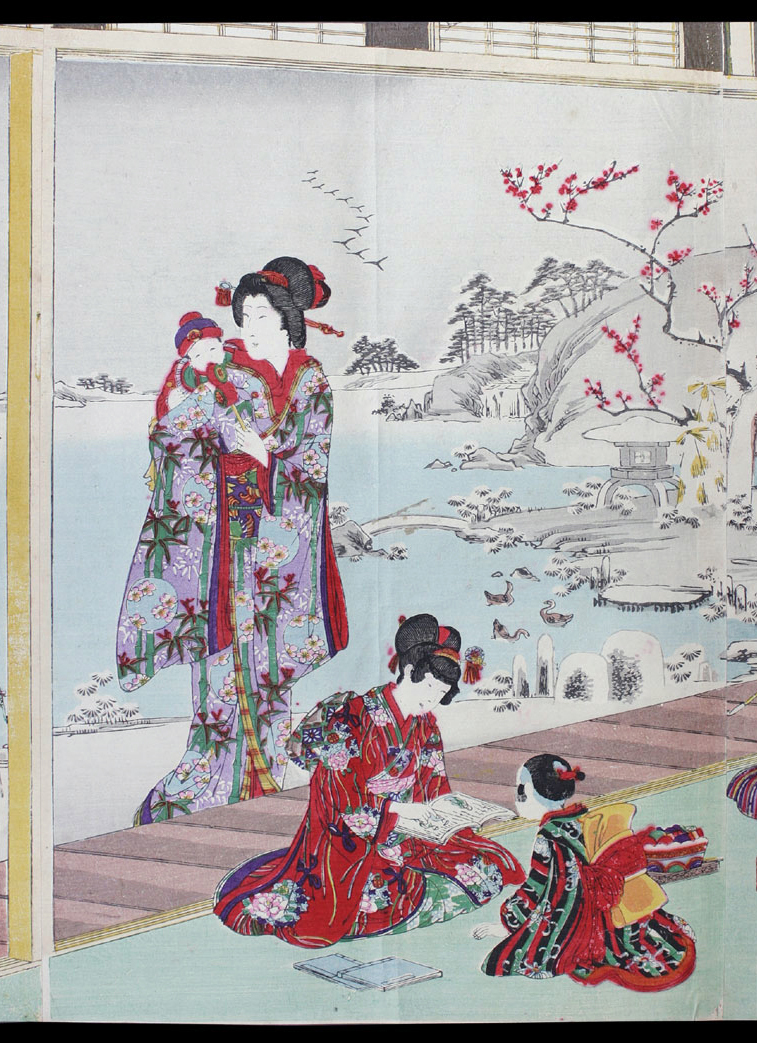 Color Woodblock print Japan Meiji A2